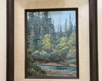 Framed River Landscape Oil Painting by Ray Smith
