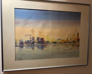 Framed & Matted Coastal Watercolor Print by Charles Mulvey