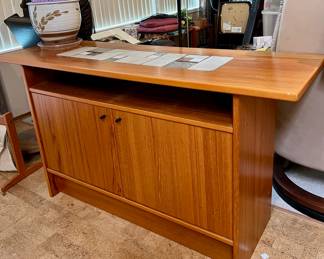 Gangso Danish Mid Century Modern Teak Storage Cabinet with Inlaid Tile Top