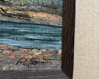 Framed River Landscape Oil Painting by Ray Smith