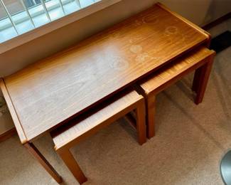 Mid-Century Danish Coffee Table with Two Nesting Side Tables