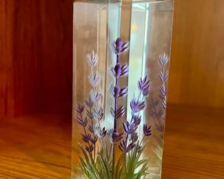 Etched/Painted Crystal Vase with Floral Design