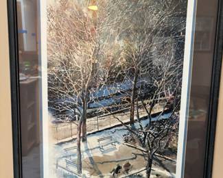 Framed & Matted Lithograph "Early Spring in the City" by Nita Engle