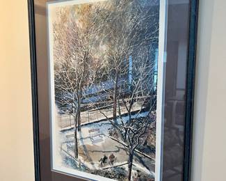 Framed & Matted Lithograph "Early Spring in the City" by Nita Engle