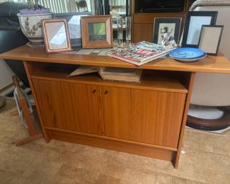 Gangso Danish Mid Century Modern Teak Storage Cabinet with Inlaid Tile Top