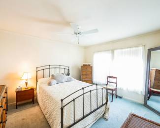 Bedroom set, dresser, bureau, full bed and mattress-wicker and metal