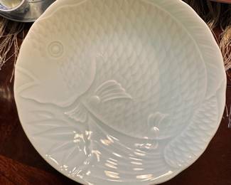 Celadon Koi Fish Shallow Bowl