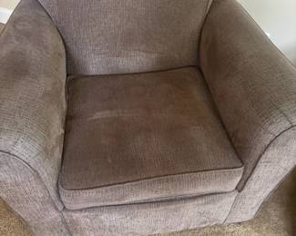 Grey Upholstered Couch with Matching Arm Chair