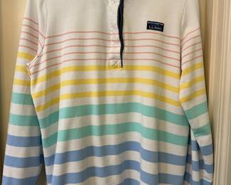 L.L. Bean Rainbow Striped Quarter Button Long Sleeve Shirt