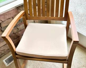 Acacia Wood Rocking Chair with White Cushion