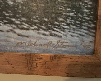 1998 Framed Pastel Print "Moonrise" by Michael Story