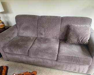 Grey Upholstered Couch with Matching Arm Chair