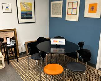 Niels Jorgen Haugesen Danish Round Table with Six Chairs. Table has an additional Two Leaves