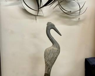 Wall Sculpture by Curtis Jere and Stone Great Blue Heron.