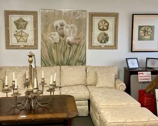 Beautiful Small Down Sectional with Extra Ottoman