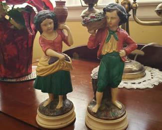 Vintage set Borghese chalkware figures; $40