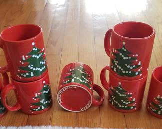 7 Vintage Christmas tree mugs (Waechtersbach Germany discontinued); $35