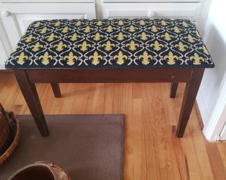 Piano bench with needlepoint cover; $80