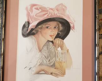 Framed "Fisher Girl" from the book American Belles by Harrison Fisher. $40
