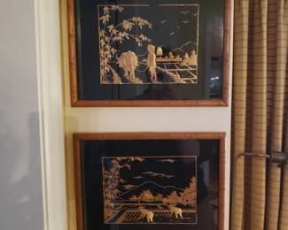 Vintage Asian straw art. Mid 20th century. $50 for both