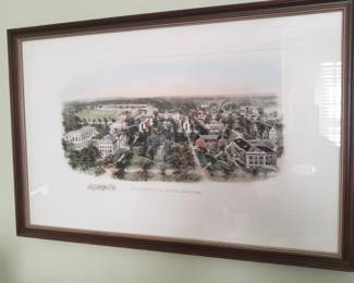 Antique framed print "Bird's Eye View of the University of North Carolina 1907."  Richard Rummell. $200