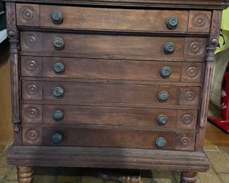 Antique Six-Drawer Spool Cabinet
