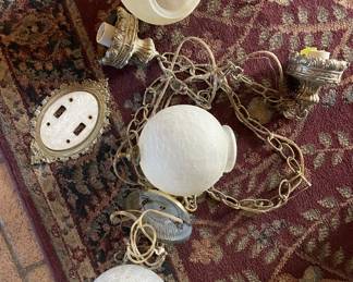 Antique hanging globe lamp with switch plates