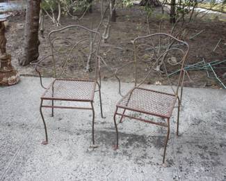 Pair iron garden chairs