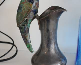 Los Castillo silver plate with stone parrot handle