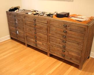 Restoration Hardware "Printmakers" dresser / console & pair end stands