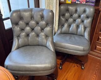 #48 - $150 Each  -(2) Leatherette adjustable desk chairs Booker Furniture 38"Hx23"x17"