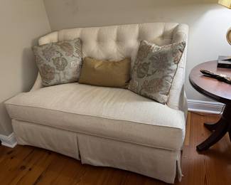 #2B - $450 - 1 of 2 Cream Sofa Huntinghouse USA cotton felt blend 62"Lx37"Dx38"H - Pillows not included.. 