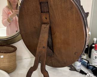 #83 - $160 - Antique Silverplate Vanity Mirror Adjustable Wood Back 