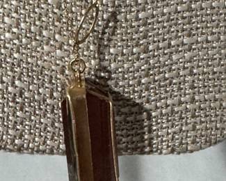 #35 - $200 - 14kt gold necklace & rectangular bezel stone