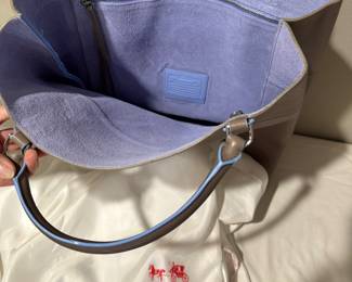 #44- $150 - Coach Town tote grey/lavender inside - very good condition