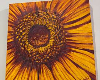 $100 - Provencal Sunflower Personality - oil painting signed Sesillie Ginela from Bend, Oregon.  16x16 - original receipt & certificate of authenticity.
