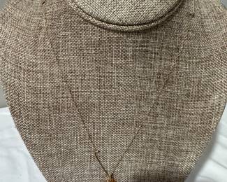 #40 - $150 - 14kt gold necklace S Campbell chain with topaz dangle 