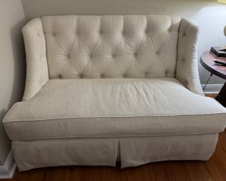 #2B - $450- 1 of 2 Cream Sofa Huntinghouse USA cotton felt blend 62"Lx37"Dx38"H - Pillows not included.. 