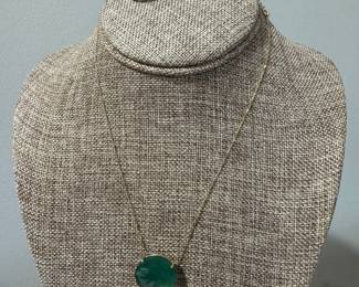 #24 - $1,000 set of 3 - 14kt Kalan made in Usa Jade necklace & 2 earrings.