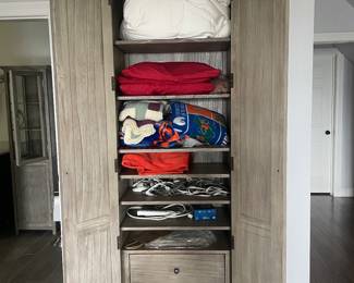 #98- $250 - Shutters style tall linen cabinet 