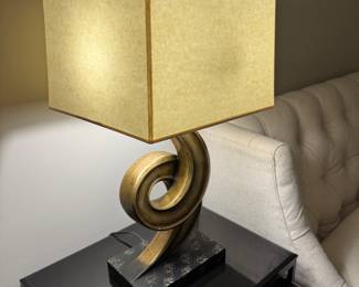 #4 -$150 - Pair of Gold Swirl Lamps 30"Hx14"sq