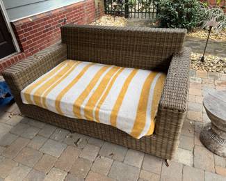 #84 Pair of Vinyl Wicker Love Steats 5'x38"Dx30"H $150 each