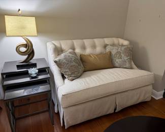 #2 - $450 each . 1 of 2 Cream Sofa Huntinghouse USA cotton felt blend 62"Lx37"Dx38"H - Pillows not included.. 