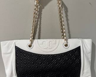 #42 - $80 - Tory Burch white / black matellasse purse - never worn condition