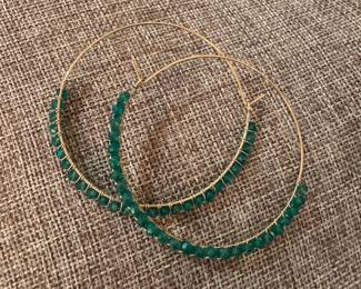 #21 - $190 - 14kt jade beaded hoops 