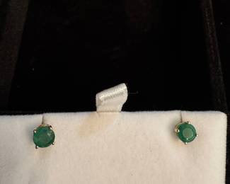 #17 - $225 - 10kt gold post earrings with emeralds 