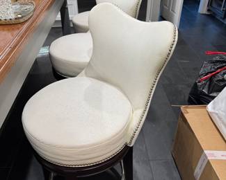 #46 - $460 - 4 swivel Leather nailhead design counter height 39"Hx26" to seat 18.5"R