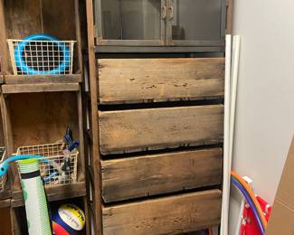 #86 - $200 - wood and metal storage unit 29x19x82