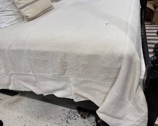 #53 - $450 - Heavy linen cream king size custom made coverelet 