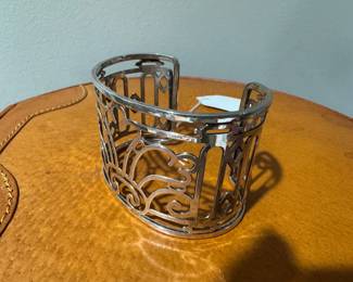 #9A Mignon Faget wide 925 Sterling open work cuff bracelet $250